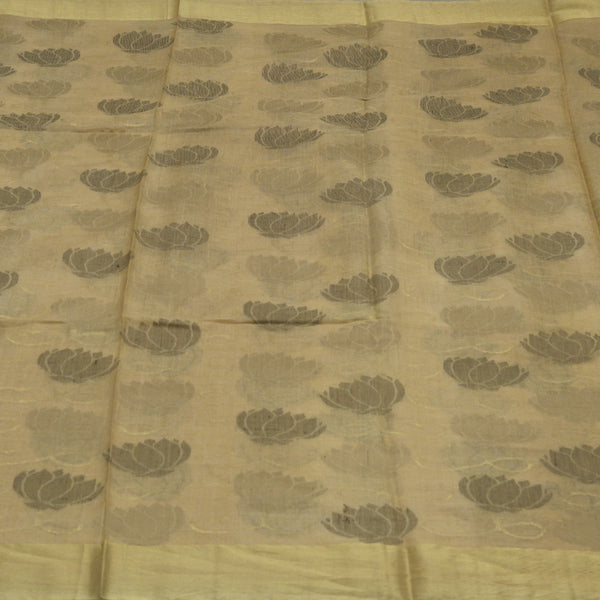 Padma Paaduka Handwoven Beige Khadi Tussar Sari with Entwined Lotus 280511451