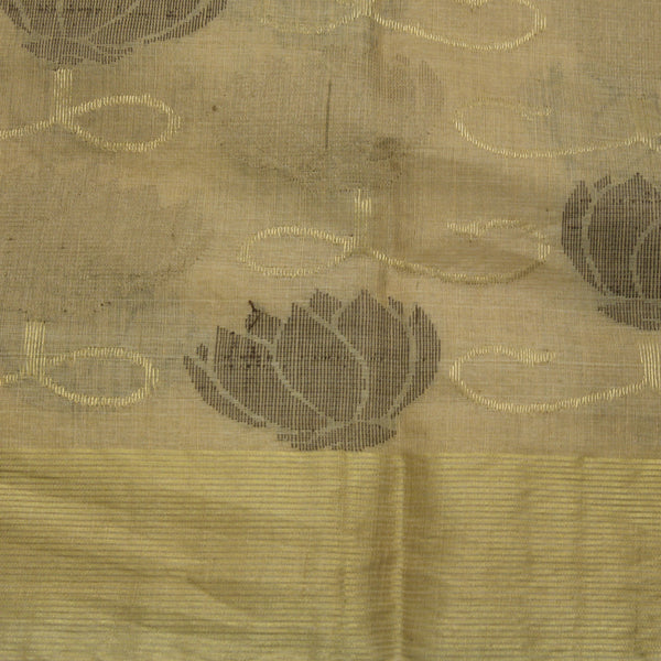 Padma Paaduka Handwoven Beige Khadi Tussar Sari with Entwined Lotus 280511451