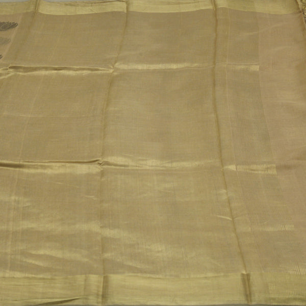 Padma Paaduka Handwoven Beige Khadi Tussar Sari with Entwined Lotus 280511451