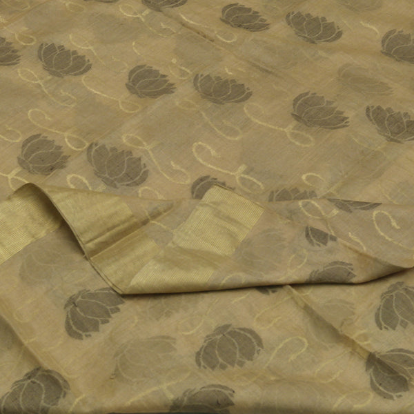 Padma Paaduka Handwoven Beige Khadi Tussar Sari with Entwined Lotus 280511451