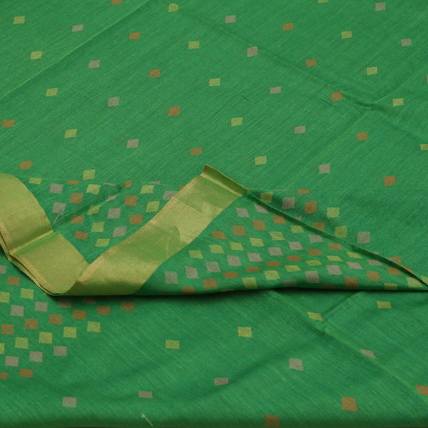 Padma Paaduka Handwoven Parrot Green Muga Tussar Sari with Vivid Diamond Motifs 280511498
