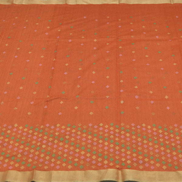 Padma Paaduka Handwoven Burnt Orange Muga Tussar Sari with Vivid Diamond Motifs 280511500